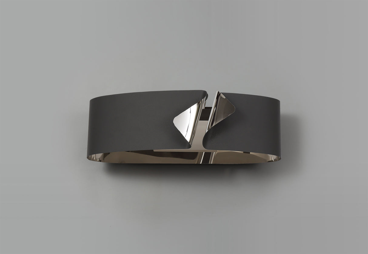 Atkins Wall Lamp, 1 x 10W LED, 3000K, 700lm, Sand Anthracite/Polished Chrome, 3yrs Warranty