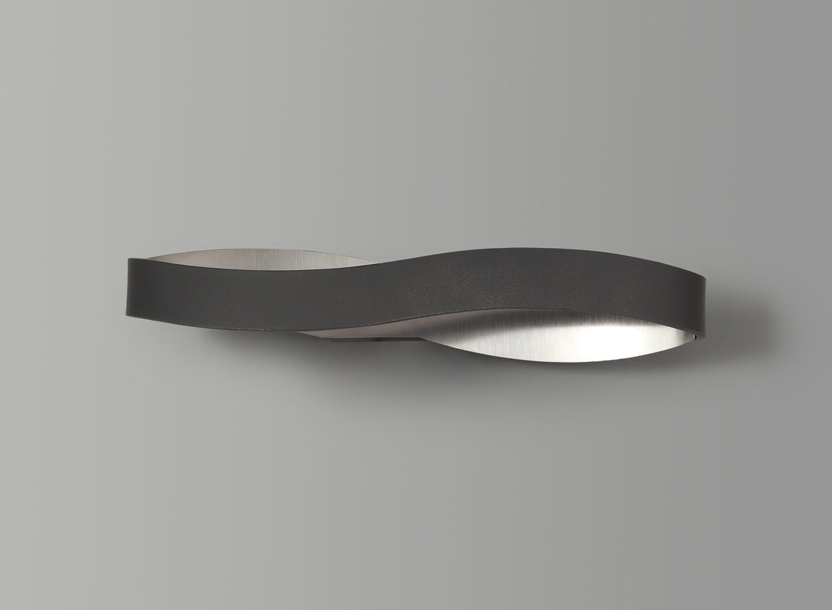 Gabbiadini Wall Lamp, 1 x 6W LED, 3000K, 420lm, Sand Anthracite/Satin Nickel, 3yrs Warranty