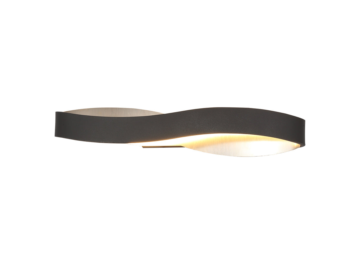 Gabbiadini Wall Lamp, 1 x 6W LED, 3000K, 420lm, Sand Anthracite/Satin Nickel, 3yrs Warranty