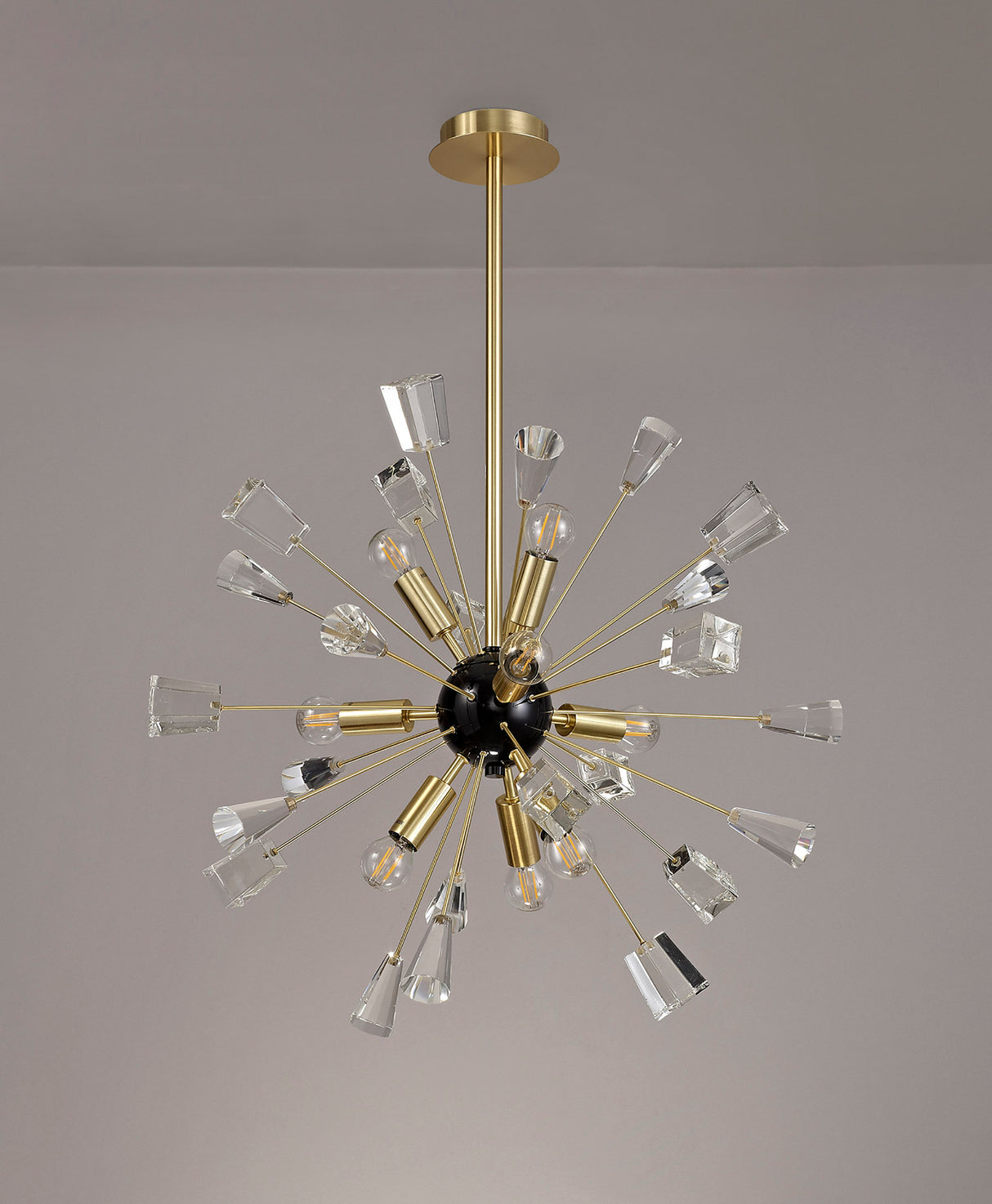 Rogan Pendant Sputnik, 9 Light E14, Brushed Gold & Gloss Black/Crystal