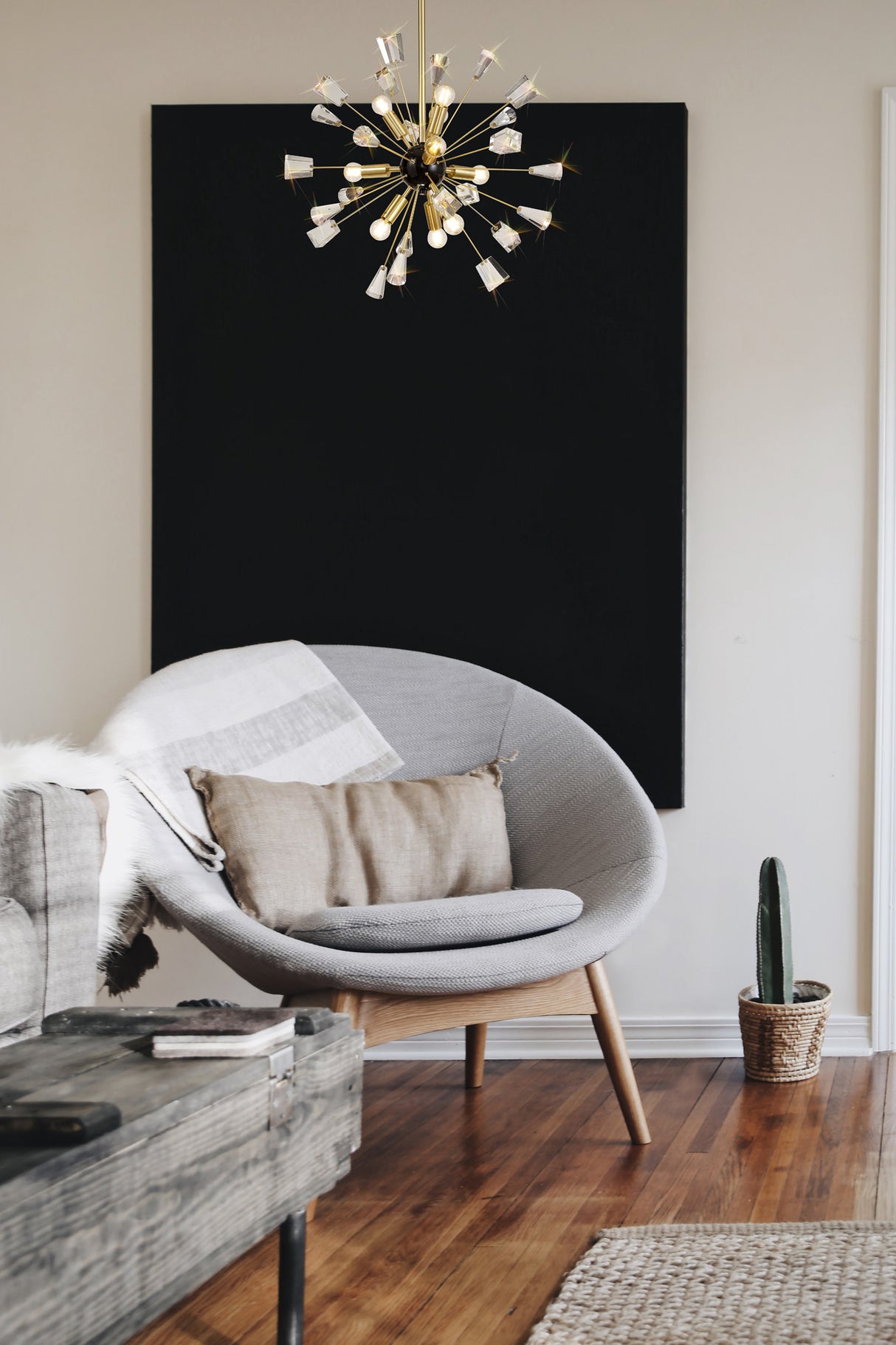 Rogan Pendant Sputnik, 9 Light E14, Brushed Gold & Gloss Black/Crystal