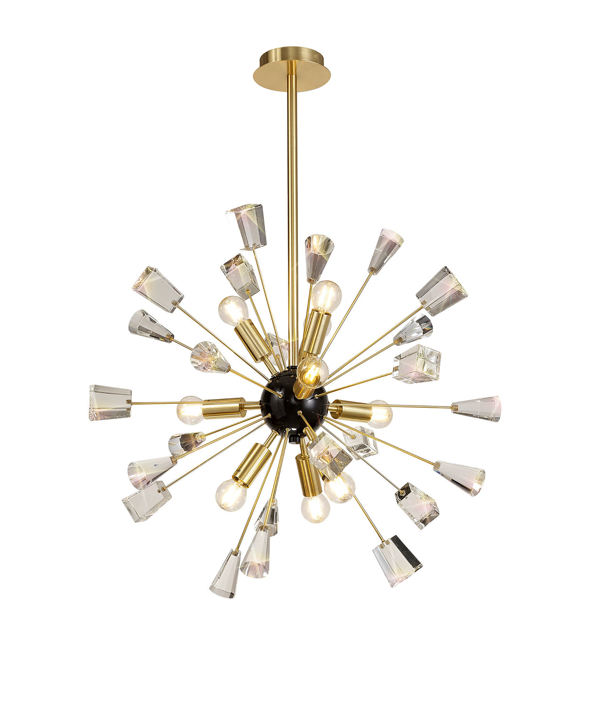 Rogan Pendant Sputnik, 9 Light E14, Brushed Gold & Gloss Black/Crystal