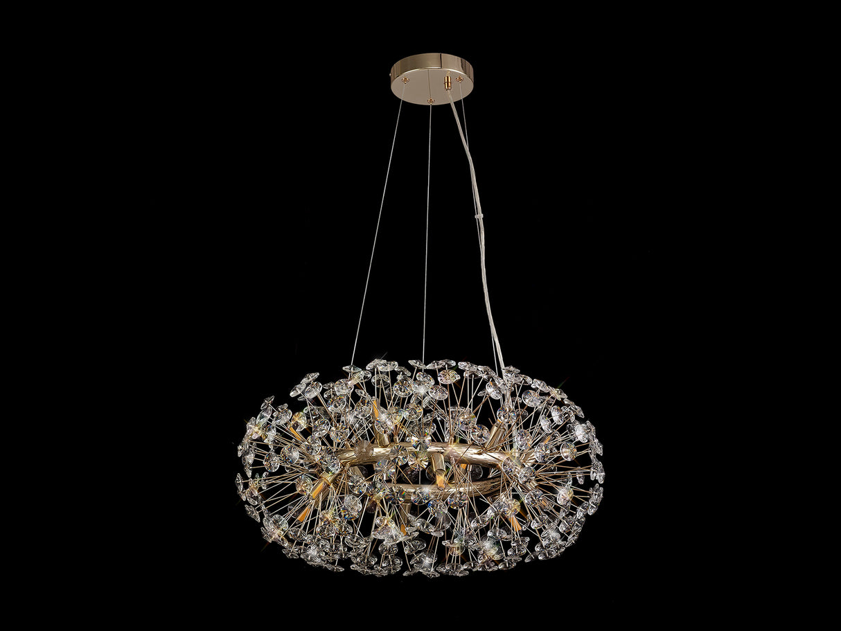 Byrne Pendant 60cm Ring 12 Light G9 French Gold/Crystal