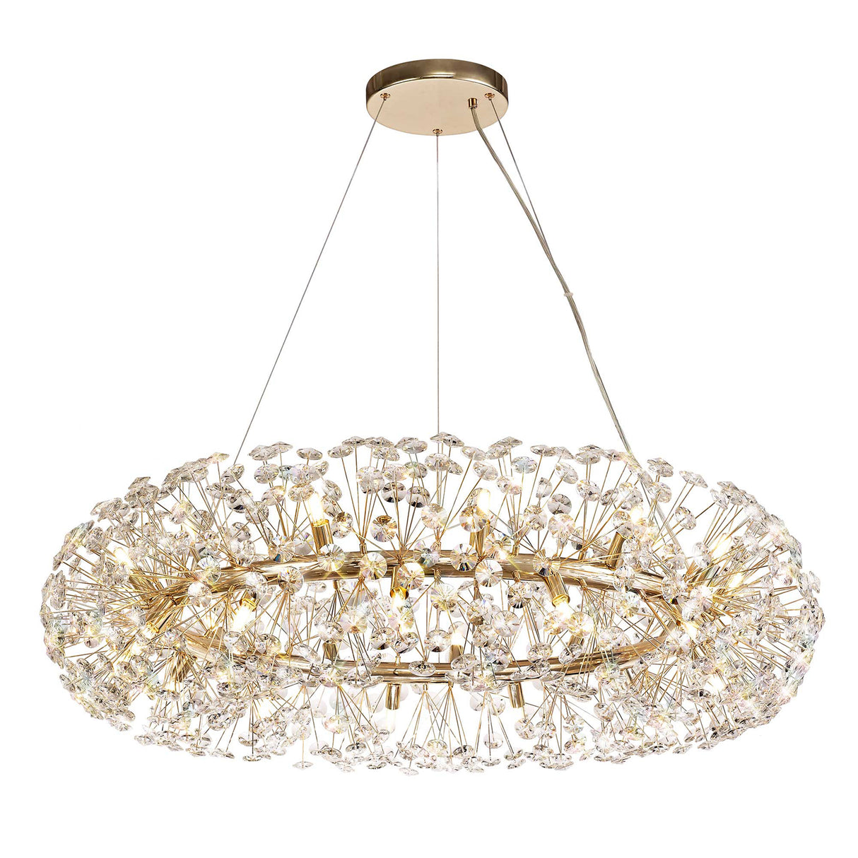 Byrne Pendant 1m Ring 26 Light G9 French Gold/Crystal