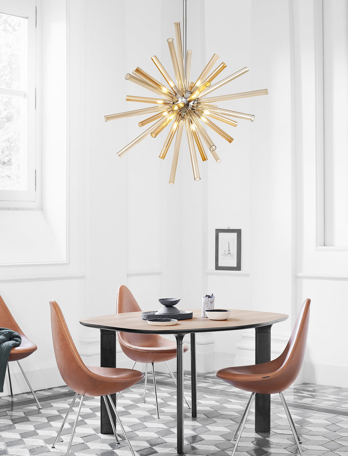 Hamilton Pendant 16 Light G9, Amber & Champagne/Polished Chrome
