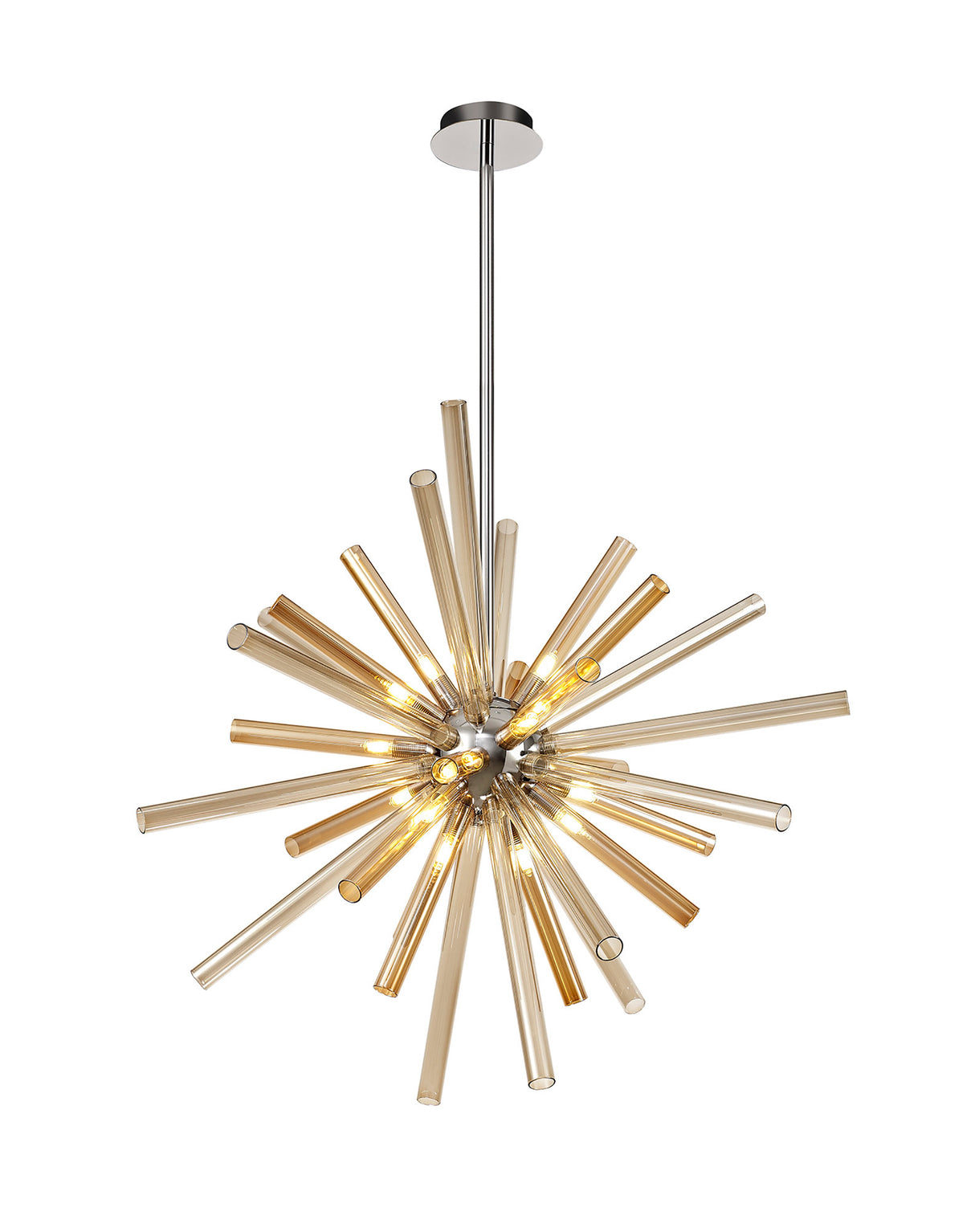 Hamilton Pendant 16 Light G9, Amber & Champagne/Polished Chrome