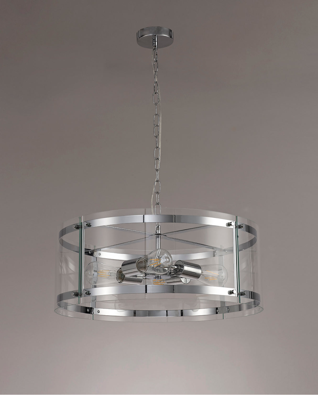Stuckey Pendant, 4 Light E27, Polished Chrome