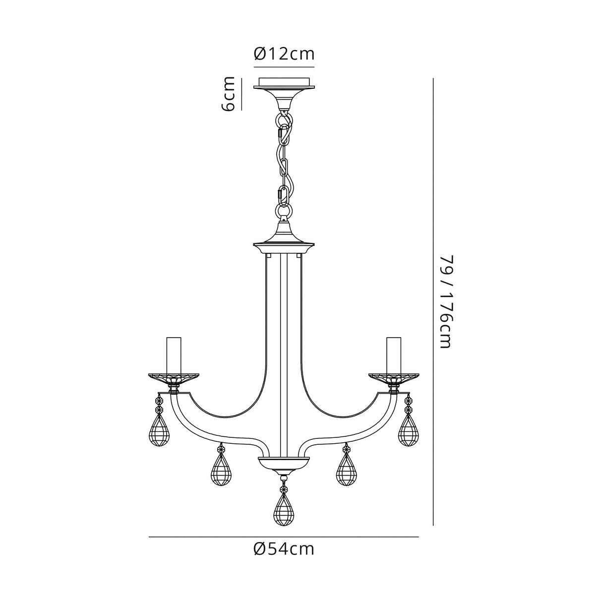 Malone Pendant 3 x E14 Polished Chrome/Satin Nickel/Clear Crystal