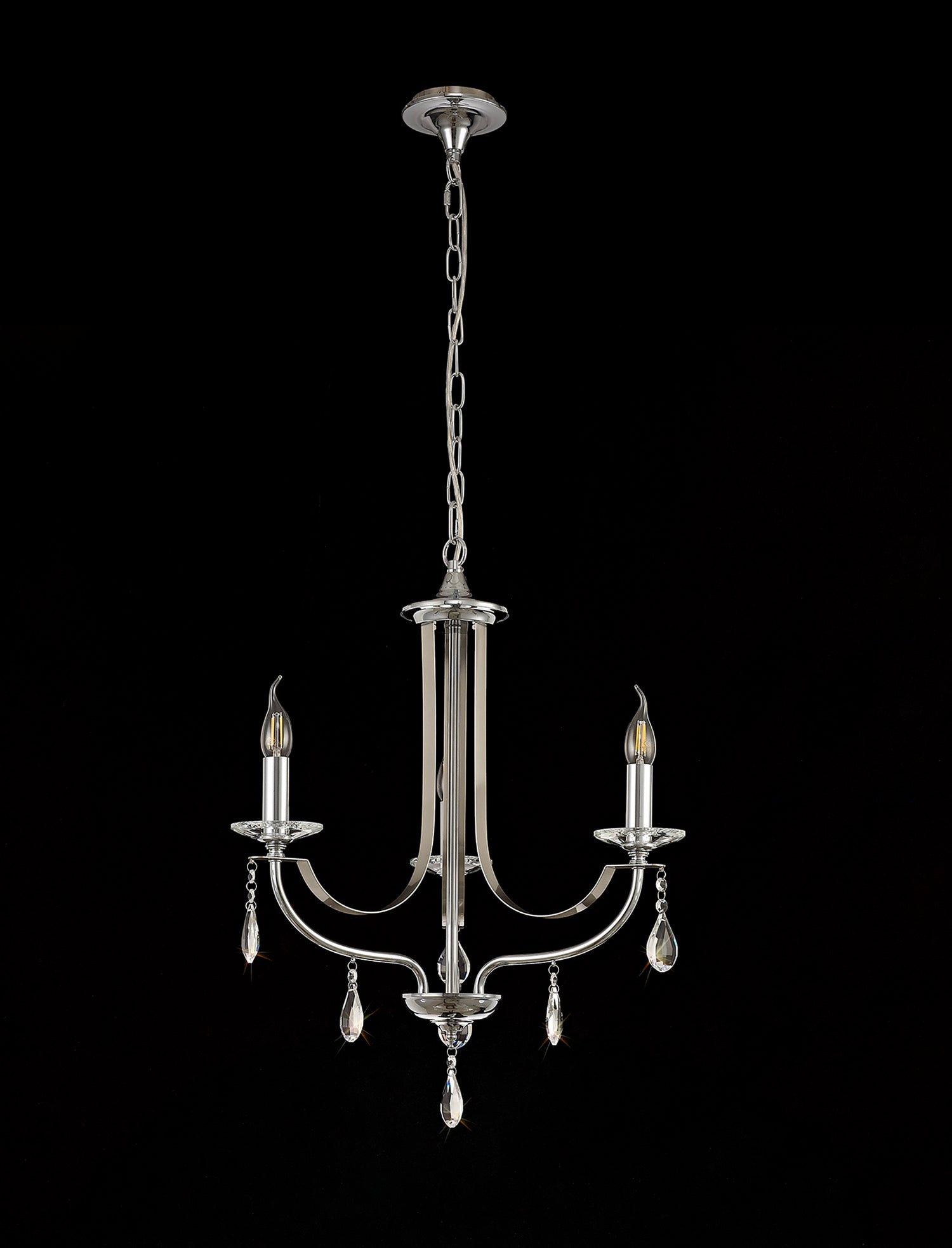 Malone Pendant 3 Light E14 Polished Chrome/Satin Nickel/Clear Crystal
