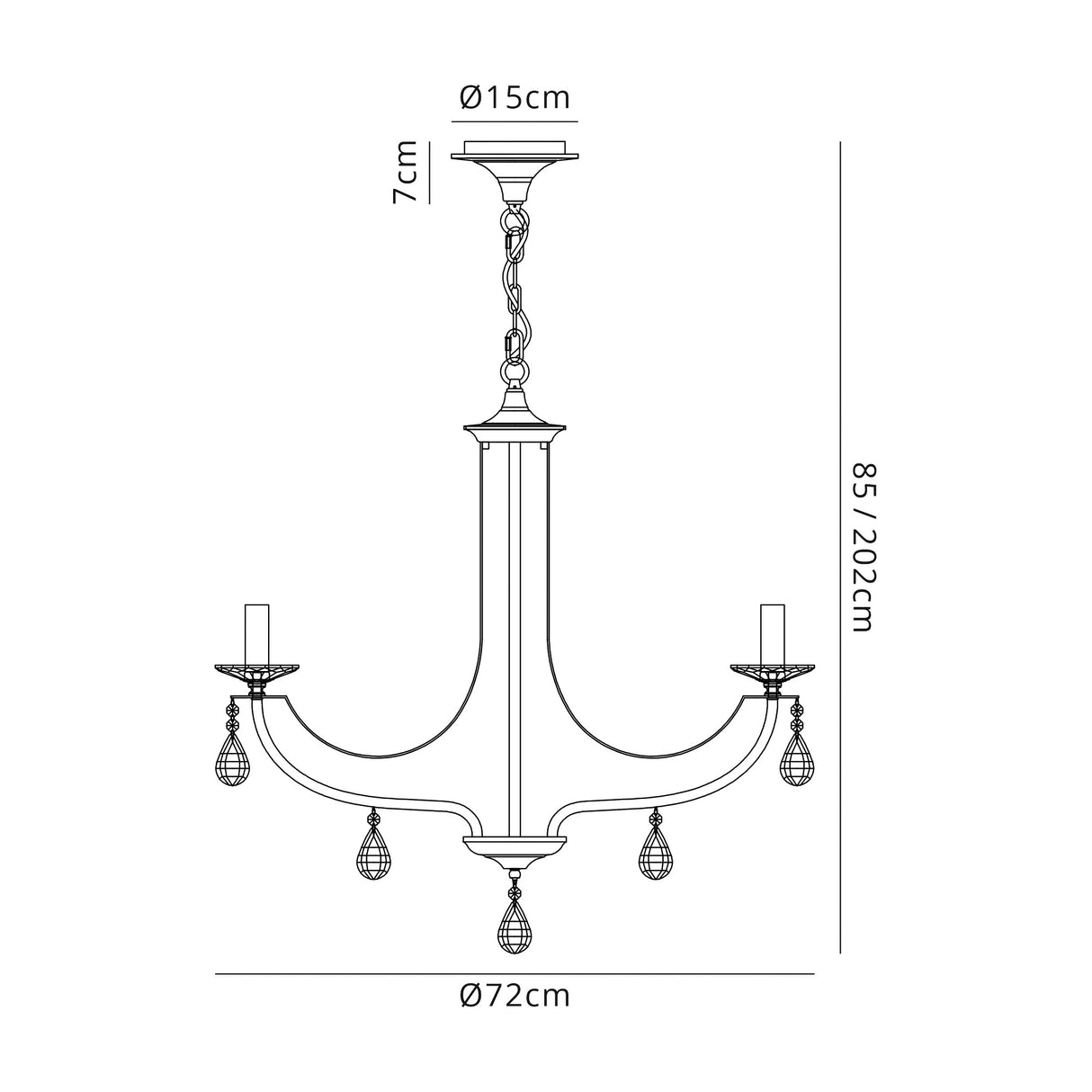 Malone Pendant 8 x E14 Polished Chrome/Satin Nickel/Clear Crystal