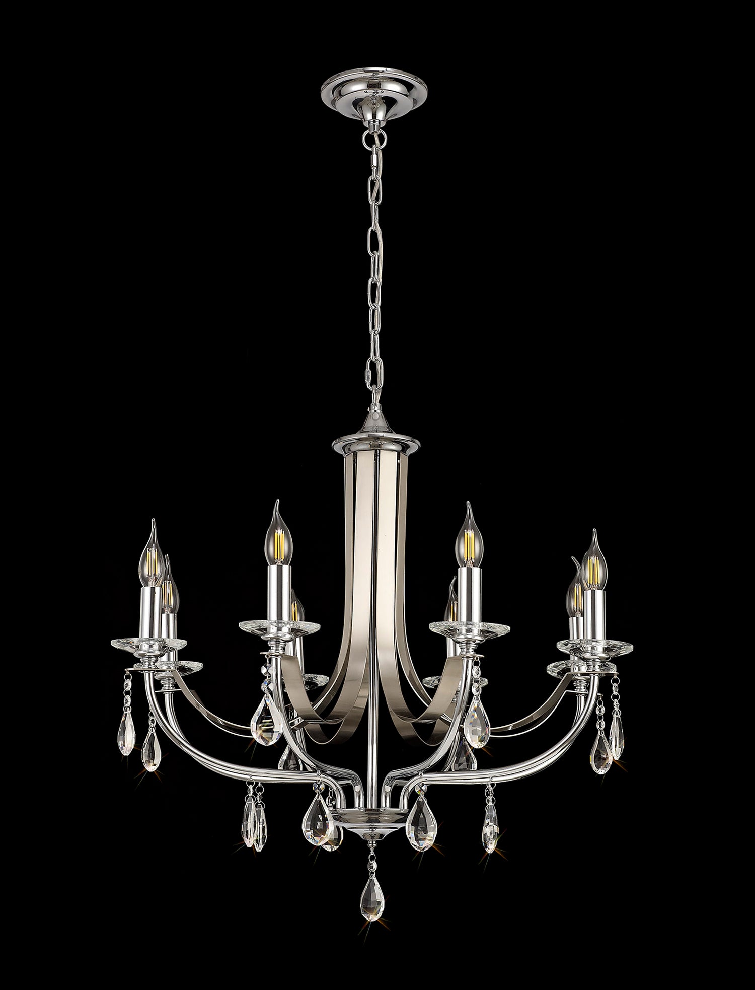 Malone Pendant 8 Light E14 Polished Chrome/Satin Nickel/Clear Crystal