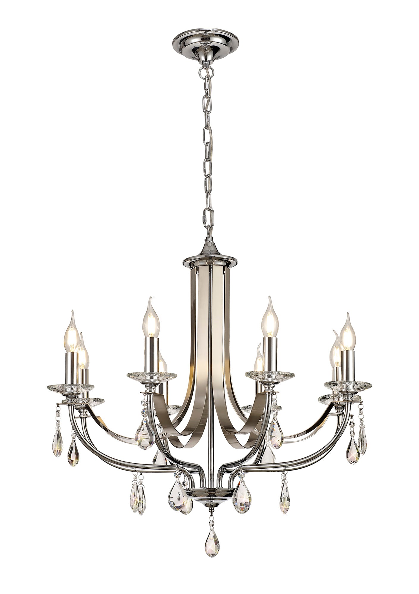 Malone Pendant 8 Light E14 Polished Chrome/Satin Nickel/Clear Crystal