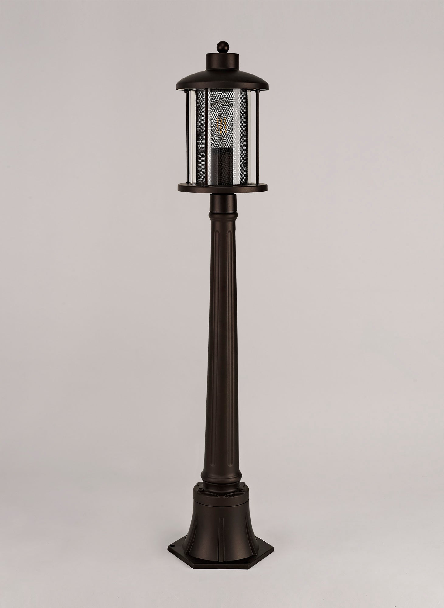Basey Single Headed Post Lamp, 1 x E27, Antique Bronze/Clear Glass, IP54, 2yrs Warranty