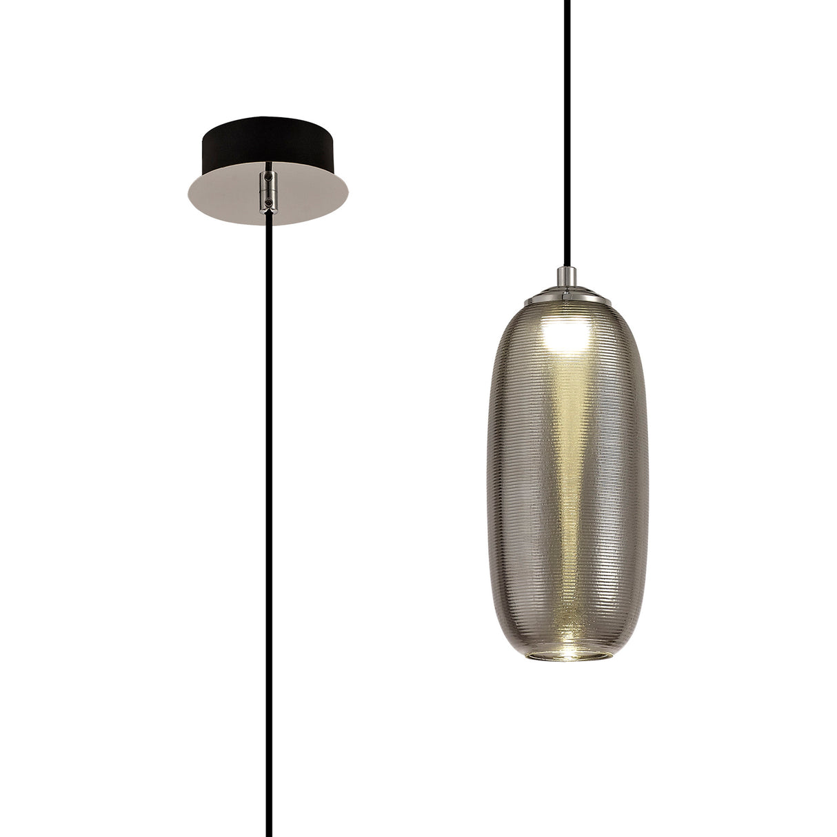 Brady Pendant, 1 x 6W LED, 4000K, 540lm, Smoked/Black, 3yrs Warranty