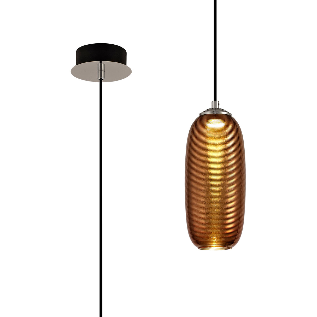 Brady Pendant, 1 x 6W LED, 4000K, 540lm, Copper/Black, 3yrs Warranty