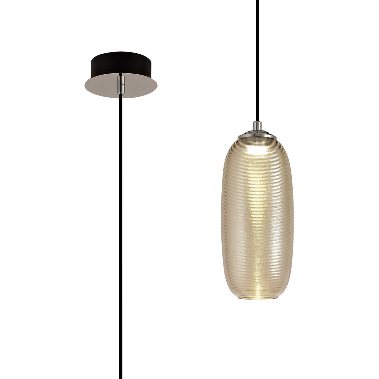 Brady Pendant, 1 x 6W LED, 4000K, 540lm, Champagne/Black, 3yrs Warranty