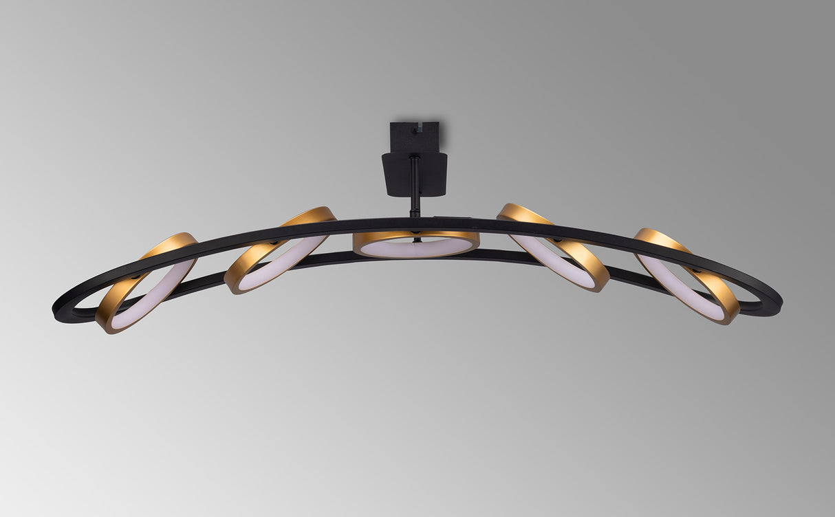 Bertshin Linear Ceiling, 5 Ring, 36W LED, 3200K, 2200lm, Satin Black / Gold, 3yrs Warranty