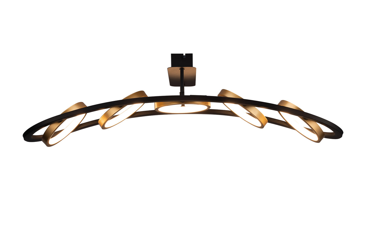 Bertshin Linear Ceiling, 5 Ring, 36W LED, 3200K, 2200lm, Satin Black / Gold, 3yrs Warranty
