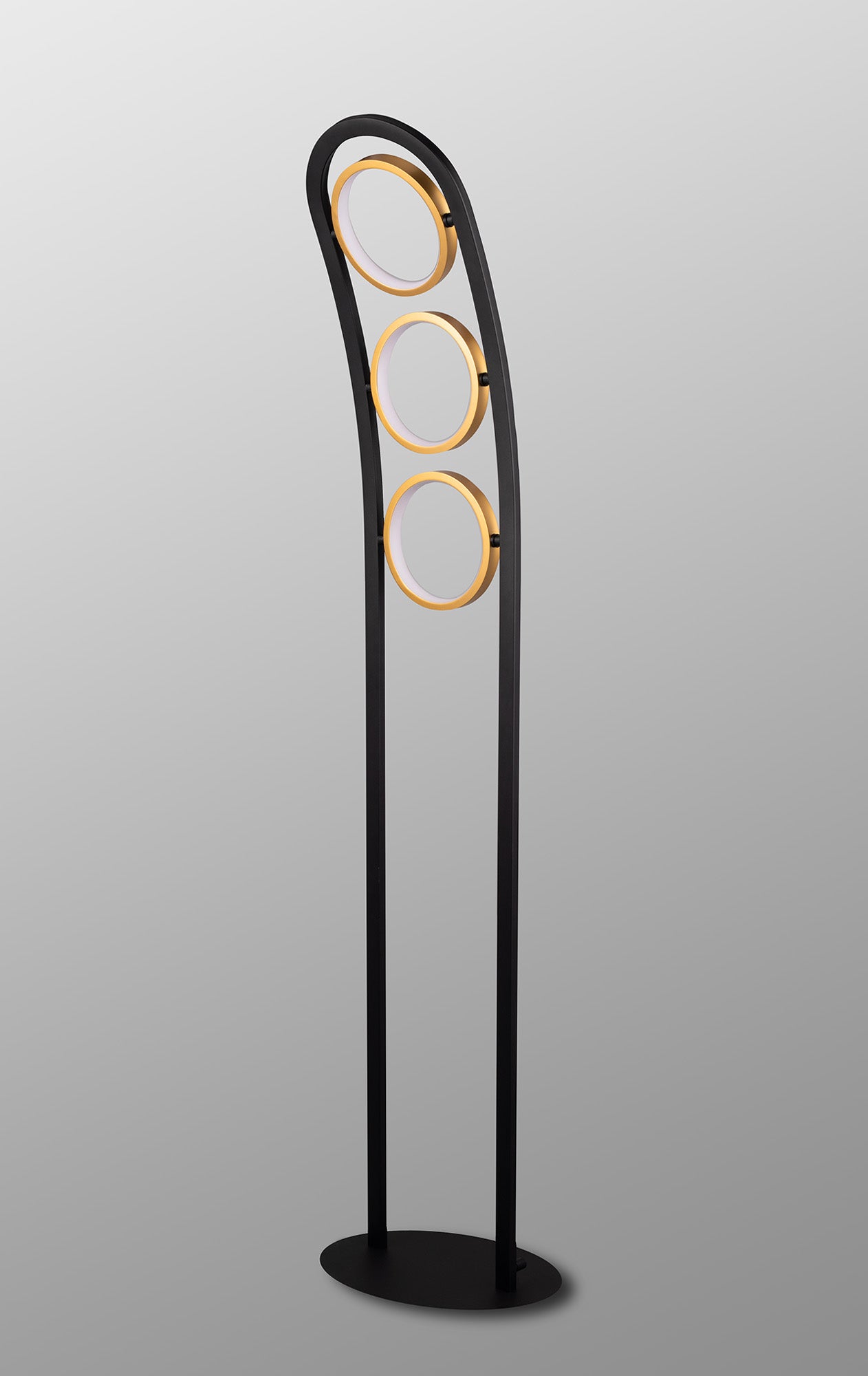 Bertshin Floor Lamp, 3 Ring, 25W LED, 3200K, 1375lm, Satin Black / Gold, 3yrs Warranty