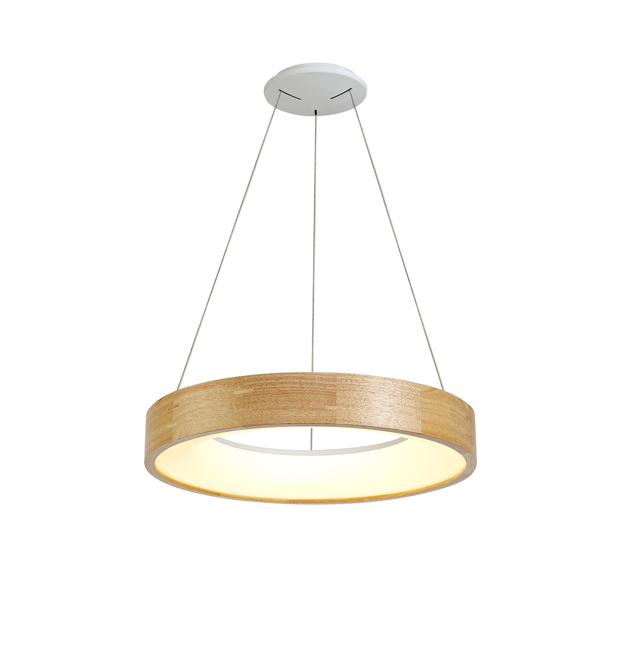 Atkinson Dimmable Pendant 47cm Round 1 x 30W LED 3000K, 1595lm, Oak / Sand White, 3yrs Warranty