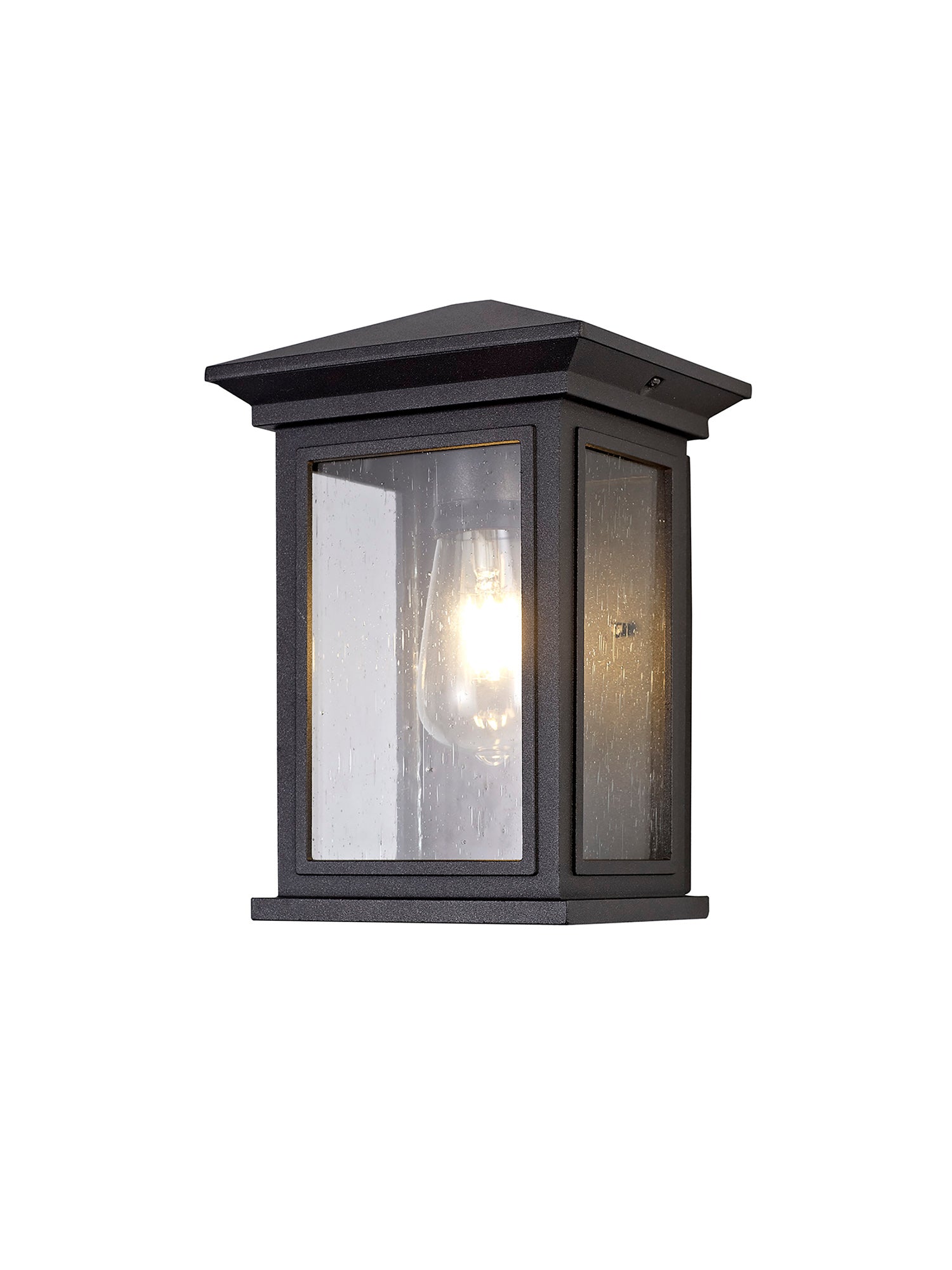 Latham Flush Wall Lamp, 1 x E27, IP54, Anthracite/Clear Seeded Glass, 2yrs Warranty