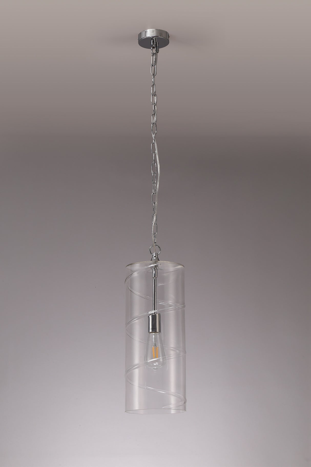 Mulhall Pendant, 1 Light E27, Polished Chrome/Clear