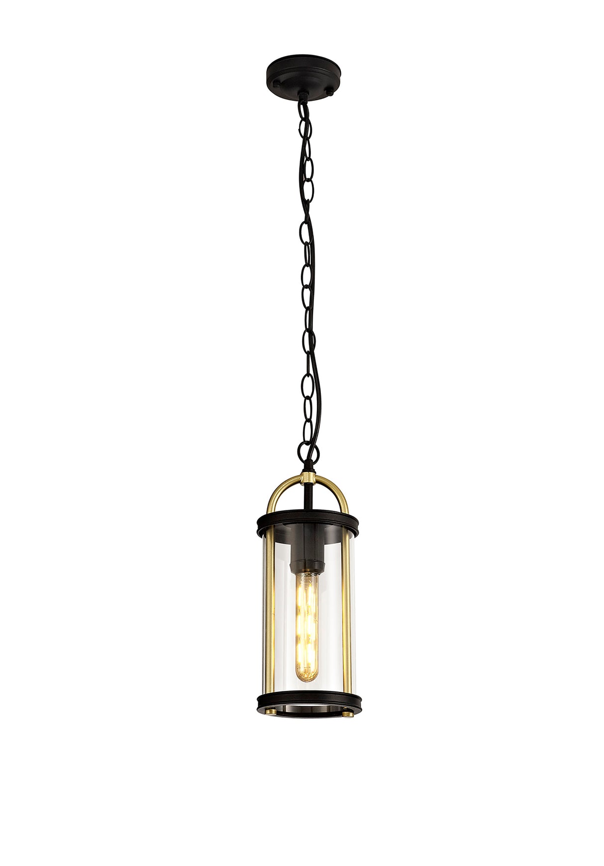 Hawke Pendant, 1 x E27, Black & Gold/Clear Glass, IP54, 2yrs Warranty