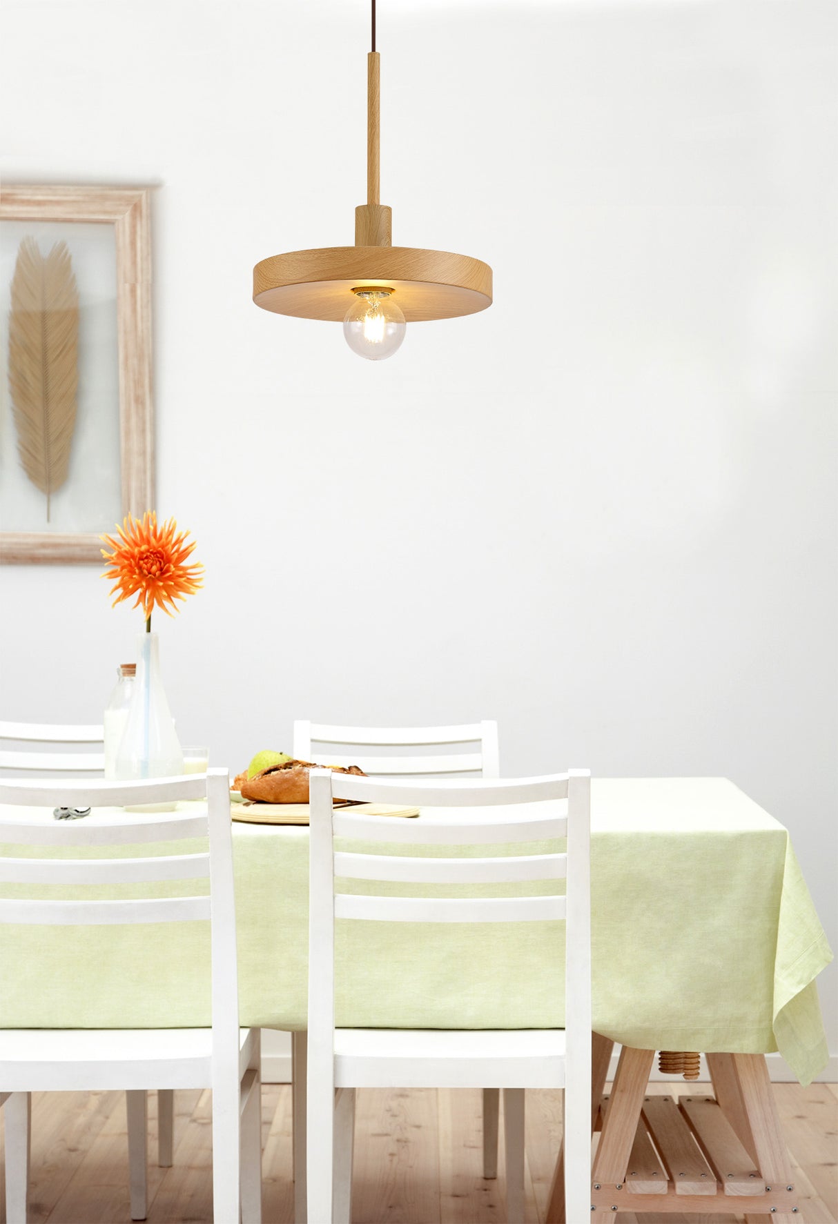 Mccoist Single Pendant, 1 Light Adjustable E27, Wood Effect