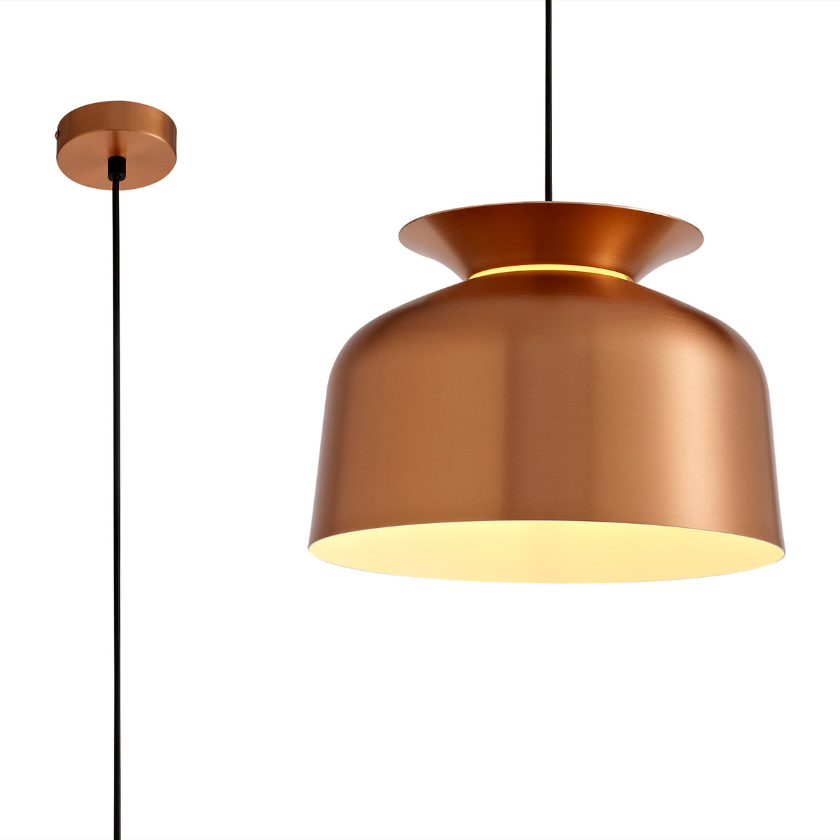 Weir Single Pendant, 1 Light Adjustable E27, Copper