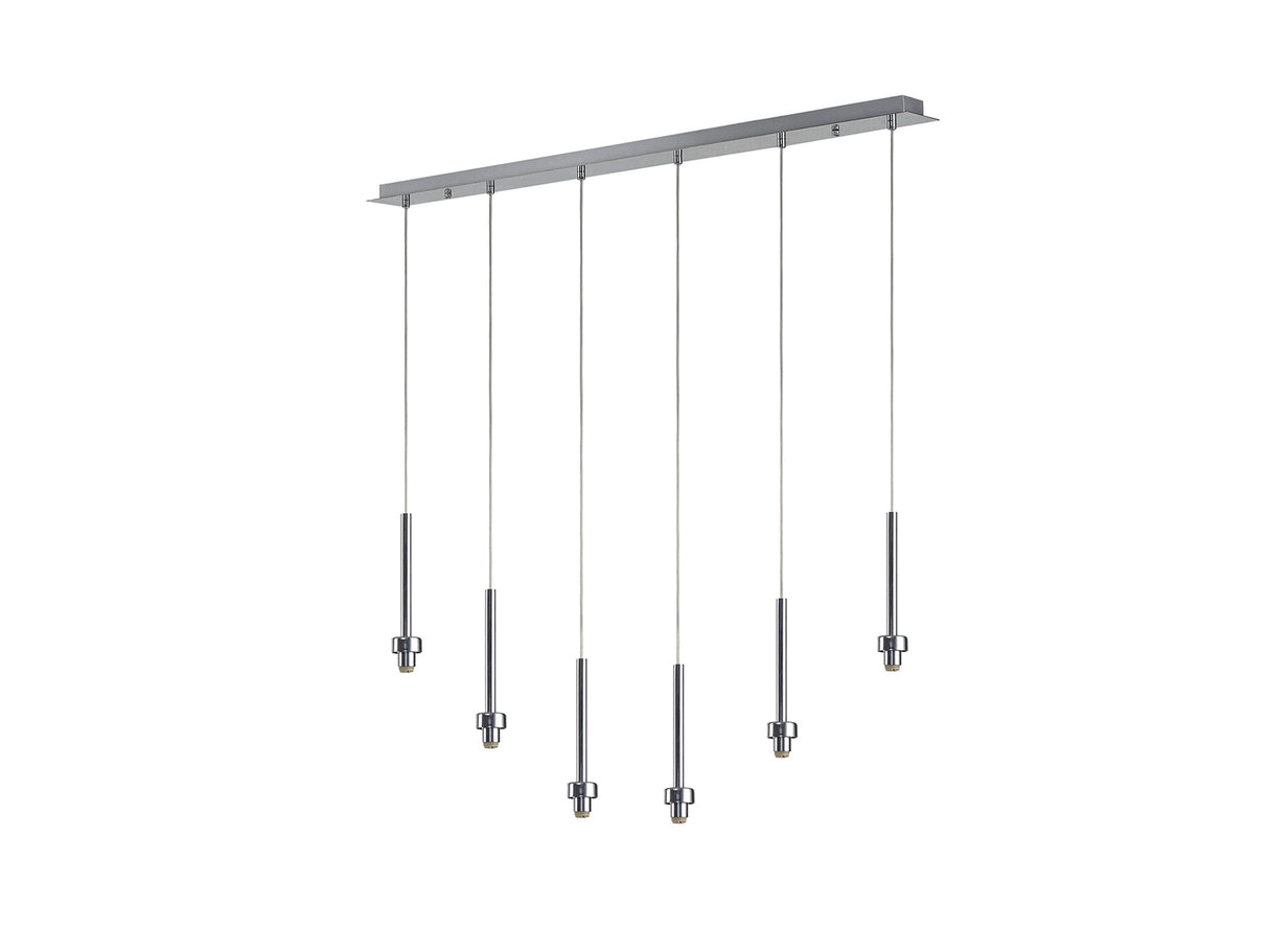 Lathen Polished Chrome 6 Light G9 Universal 2m Linear Pendant, Suitable For A Vast Selection Of Glass Shades