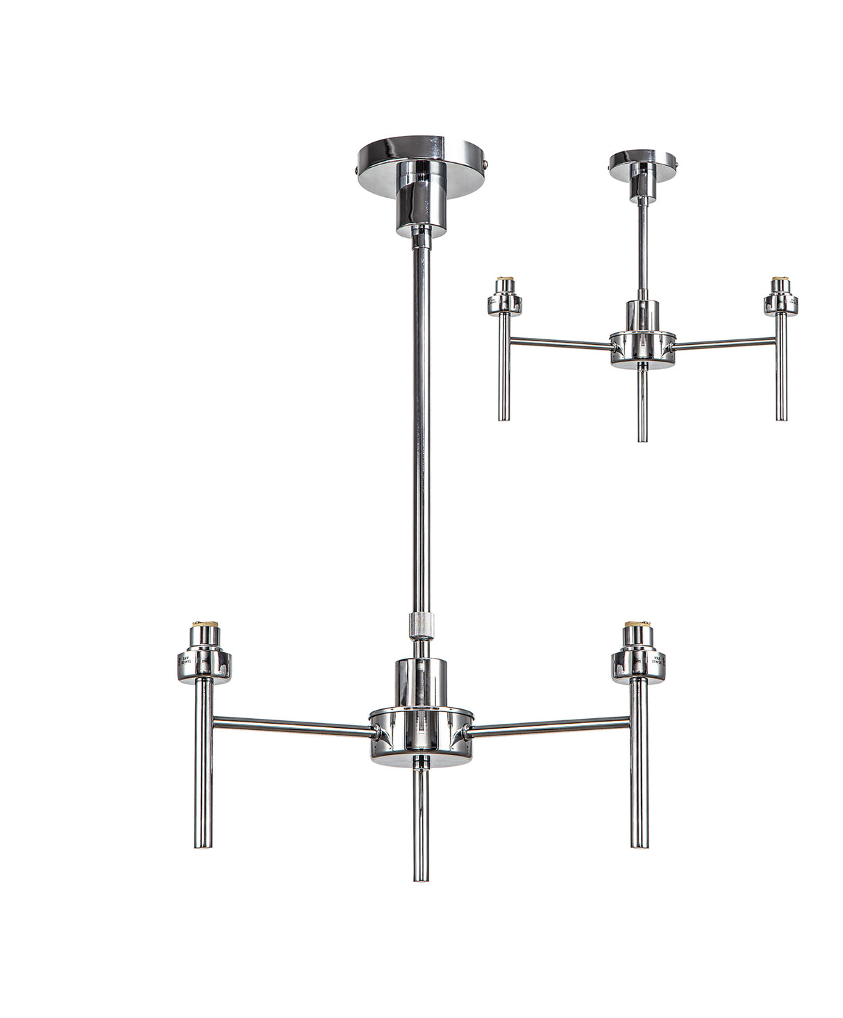 Lathen Polished Chrome 3 Light G9 Universal Telescopic/Semi Flush, Suitable For A Vast Selection Of Glass Shades