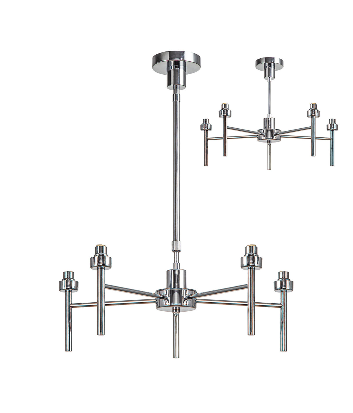Lathen Polished Chrome 5 Light G9 Universal Telescopic/Semi Flush, Suitable For A Vast Selection Of Glass Shades
