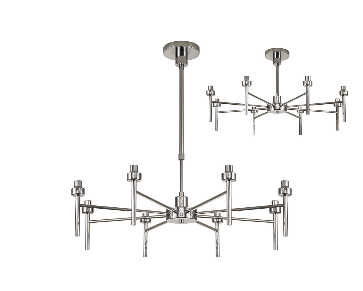 Lathen Polished Chrome 8 Light G9 Universal Telescopic/Semi Flush, Suitable For A Vast Selection Of Glass Shades