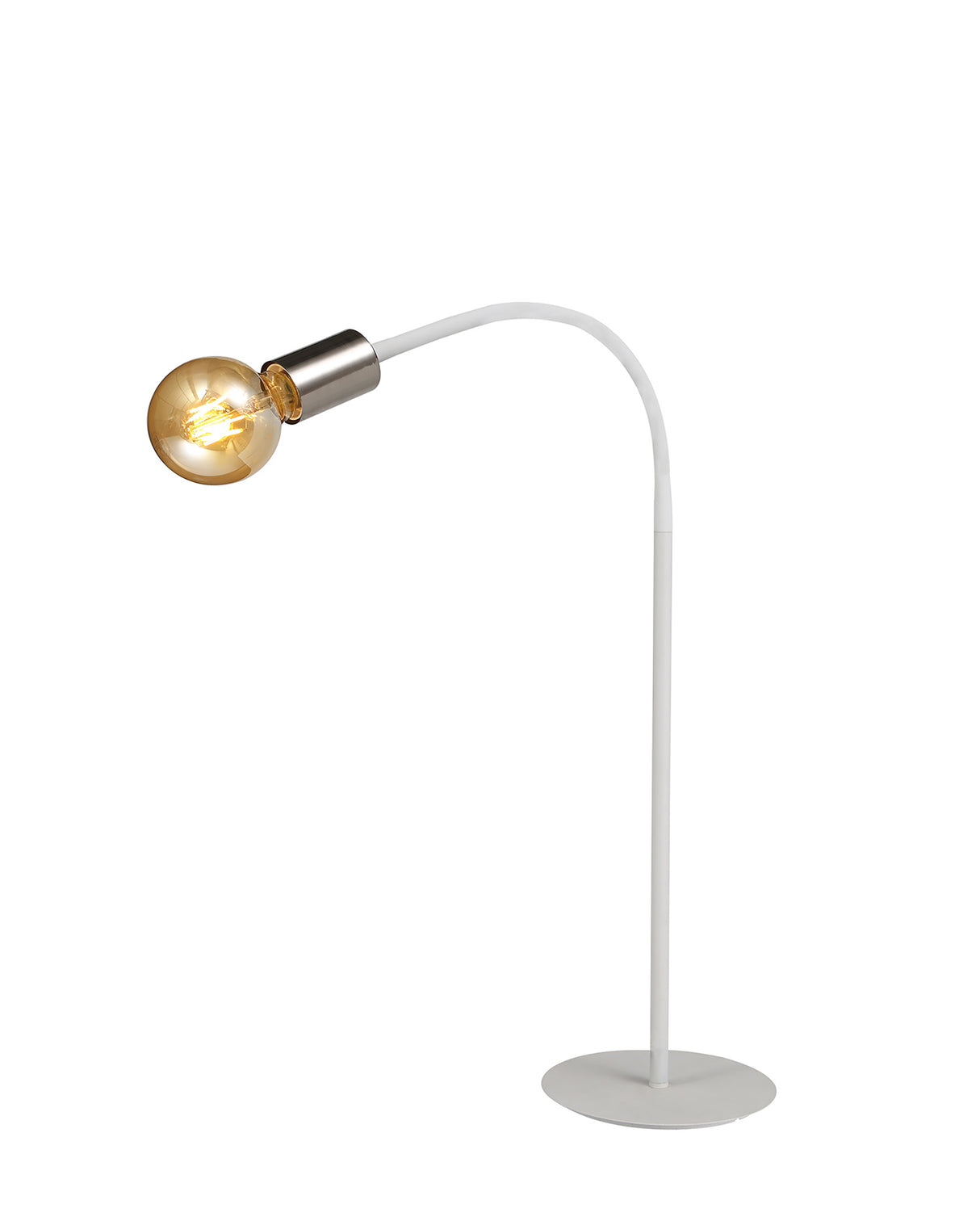 Hawkes Flexible Table Lamp, 1 Light E27 Satin White/Satin Nickel