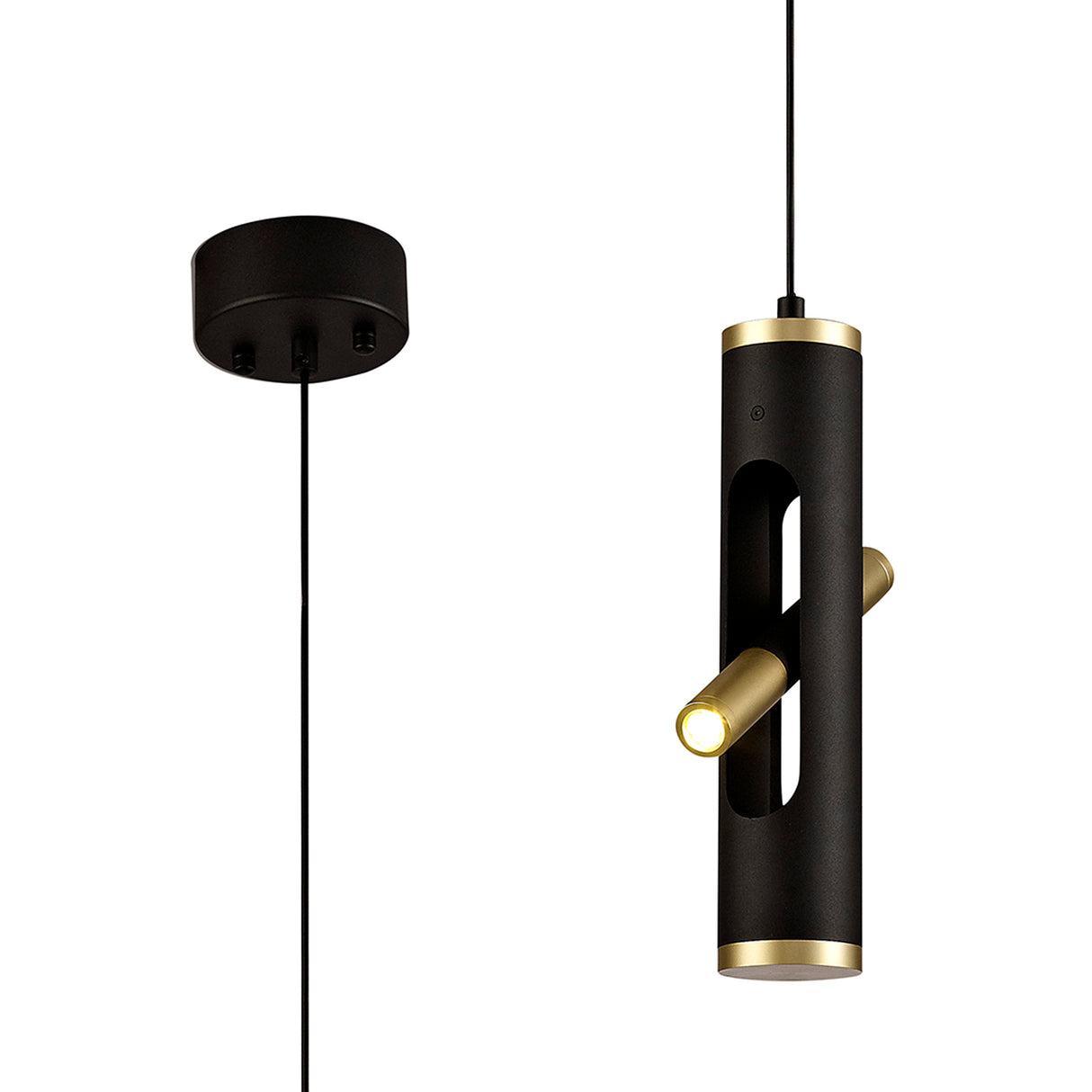 Almond Pendant, 2 x 2W LED, 3000K, 560lm, Sand Black/Gold, 3yrs Warranty