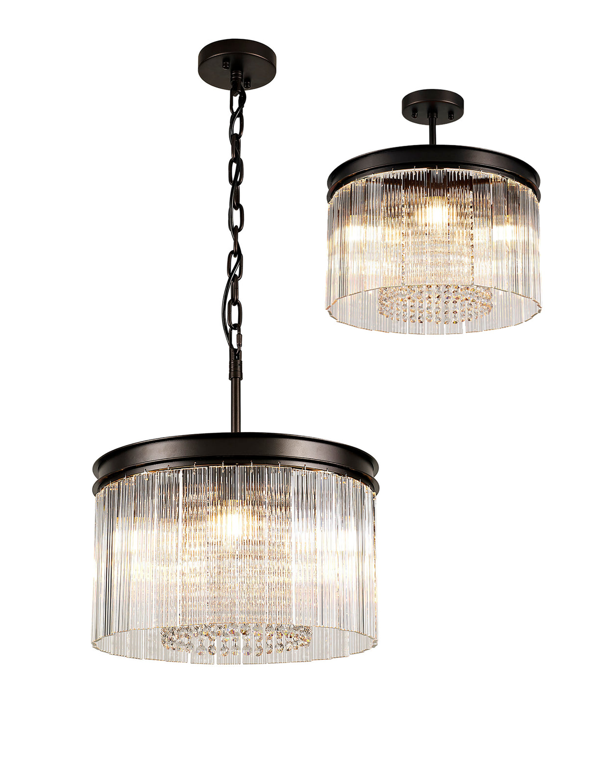 Coleman Small Round Pendant/Semi Flush, 5 Light E14, Brown Oxide
