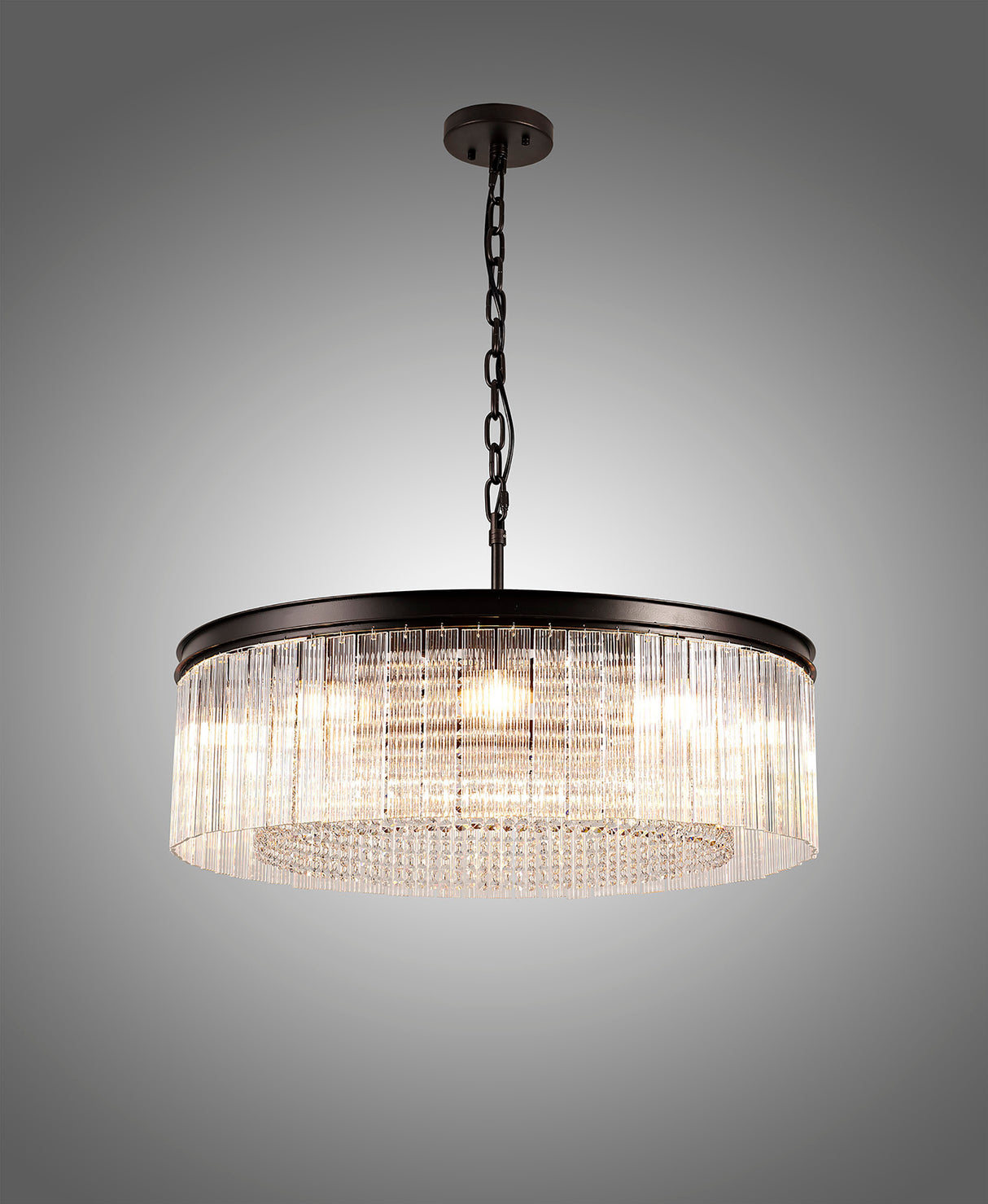 Coleman Large Round Pendant/Semi Flush, 10 Light E14, Brown Oxide