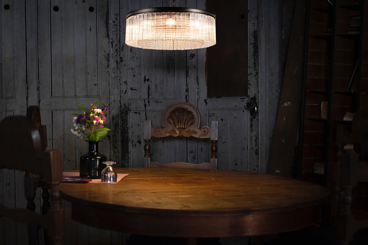 Coleman Large Round Pendant/Semi Flush, 10 Light E14, Brown Oxide