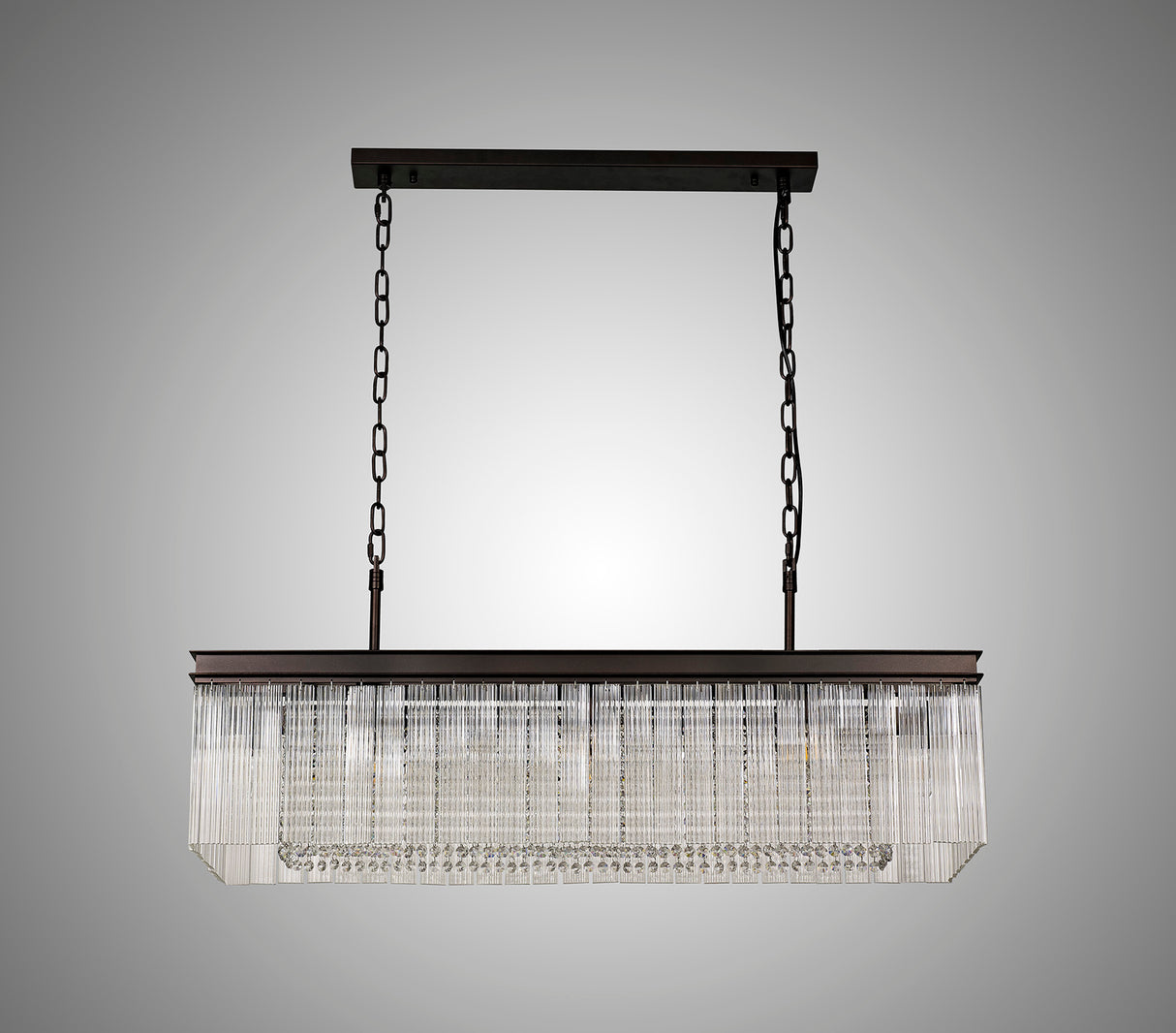 Coleman Rectangular Pendant/Semi Flush, 11 Light E14, Brown Oxide Item Weight: 15kg