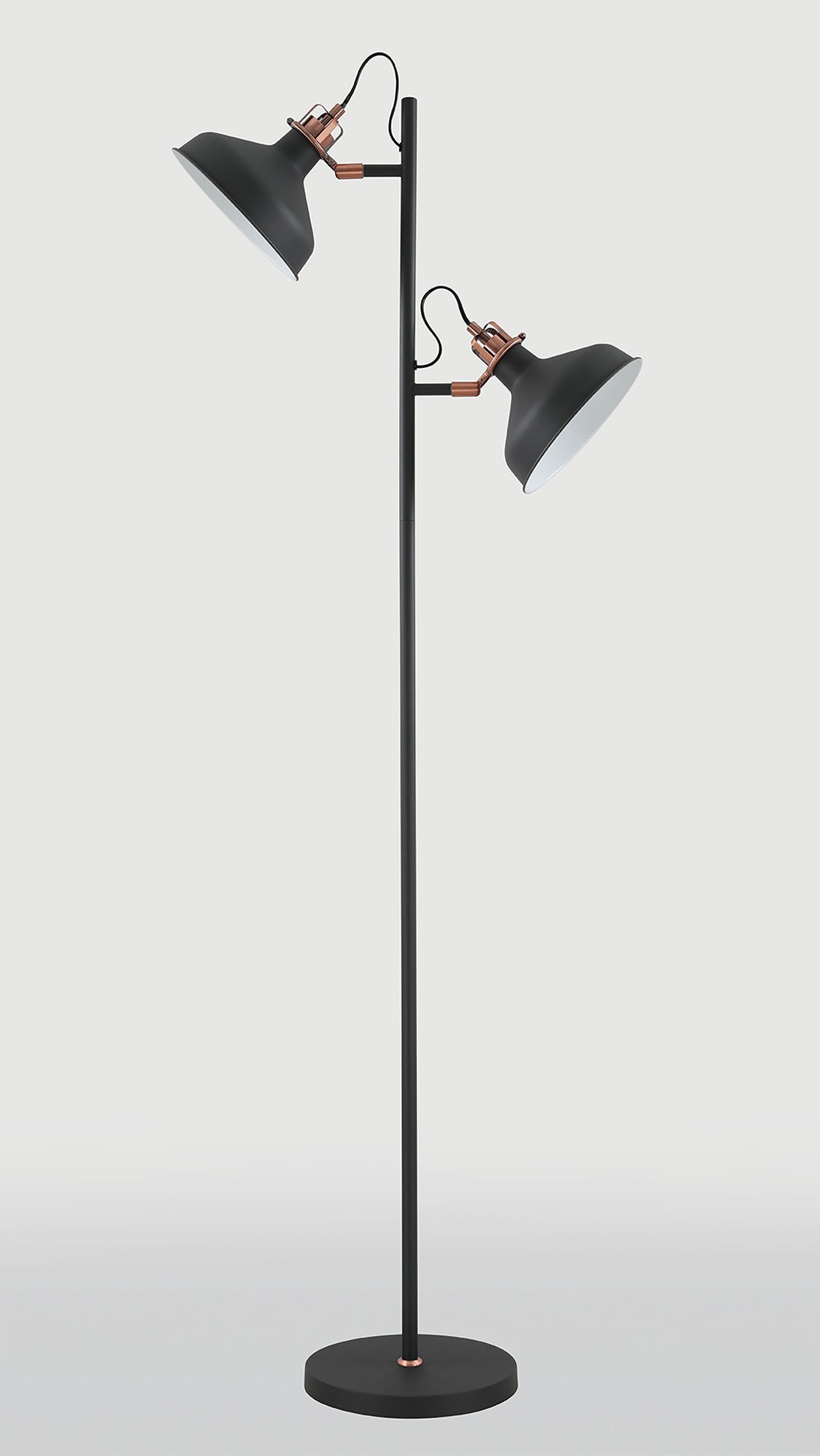 Brown Floor Lamp, 2 x E27, Graphite/Copper/White