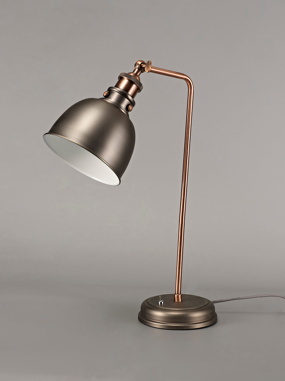 Entwistle Adjustable Table Lamp, 1 x E27, Antique Silver/Copper/White