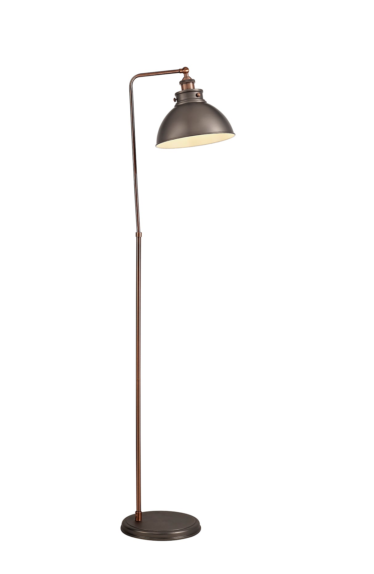 Entwistle Adjustable Floor Lamp, 1 x E27, Antique Silver/Copper/White