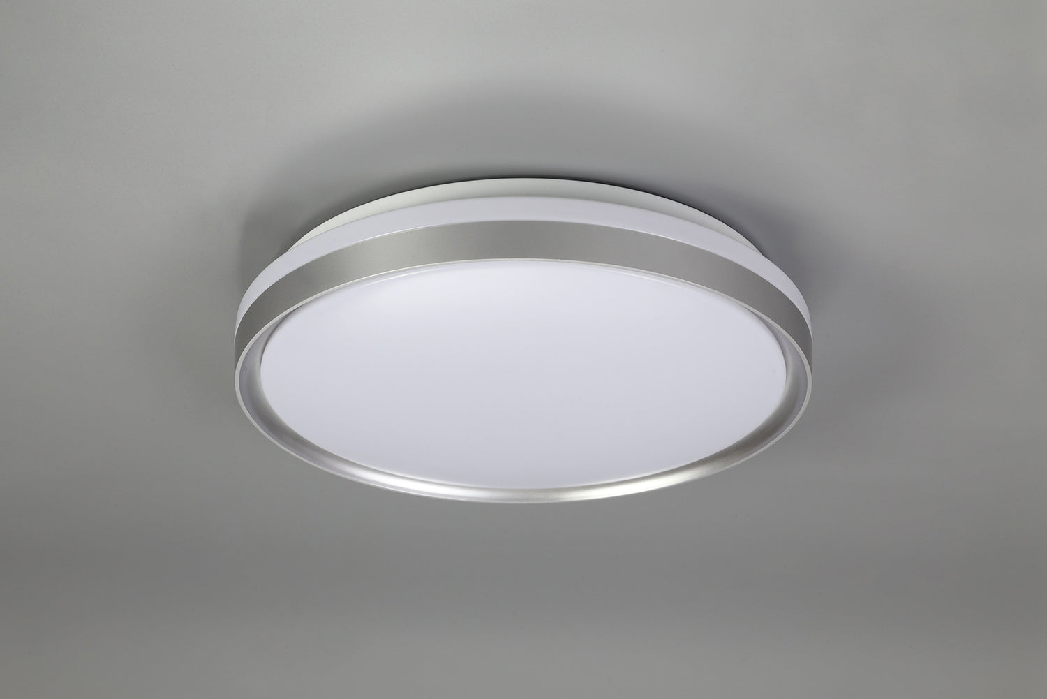 Lee Ceiling 39cm, 1 x 24W LED, 3 Step-Dimmable, 3000K, 1000lm, IP44, Silver/White Acrylic, 3yrs Warranty