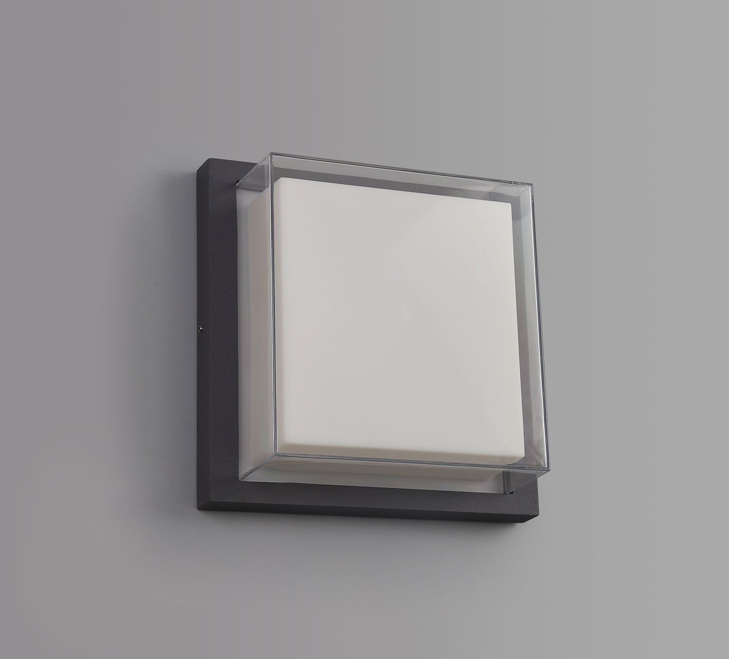 Agboola Wall Lamp, 1 x 16W LED, 3000K, 1135lm, IP65, Anthracite/Opal/Clear PC, 3yrs Warranty