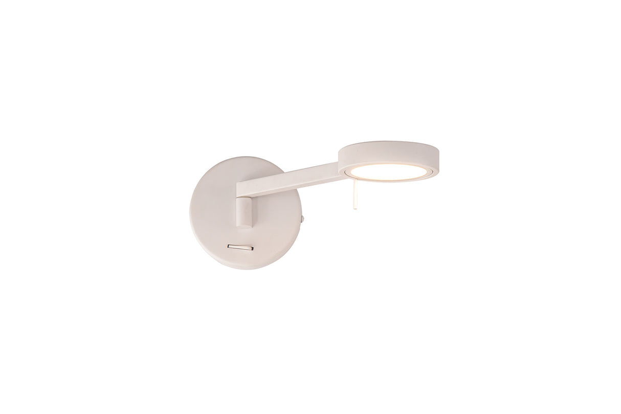 Carney Switched Adjustable Wall Lamp / Reader, 1 x 8W LED, 3000K, Sand White, 3yrs Warranty