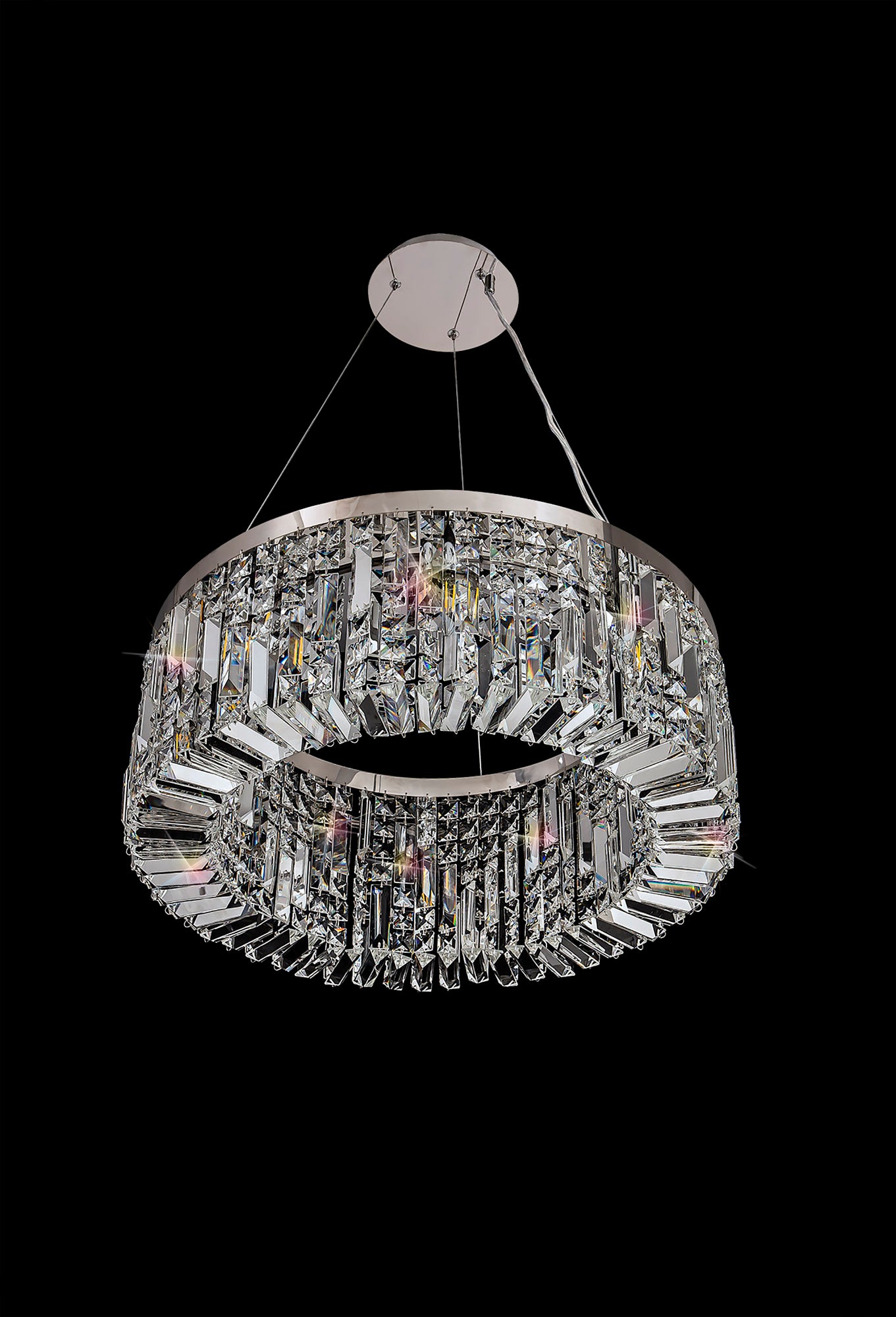Devine 60cm Round Pendant Chandelier, 8 Light E14, Polished Chrome/Crystal