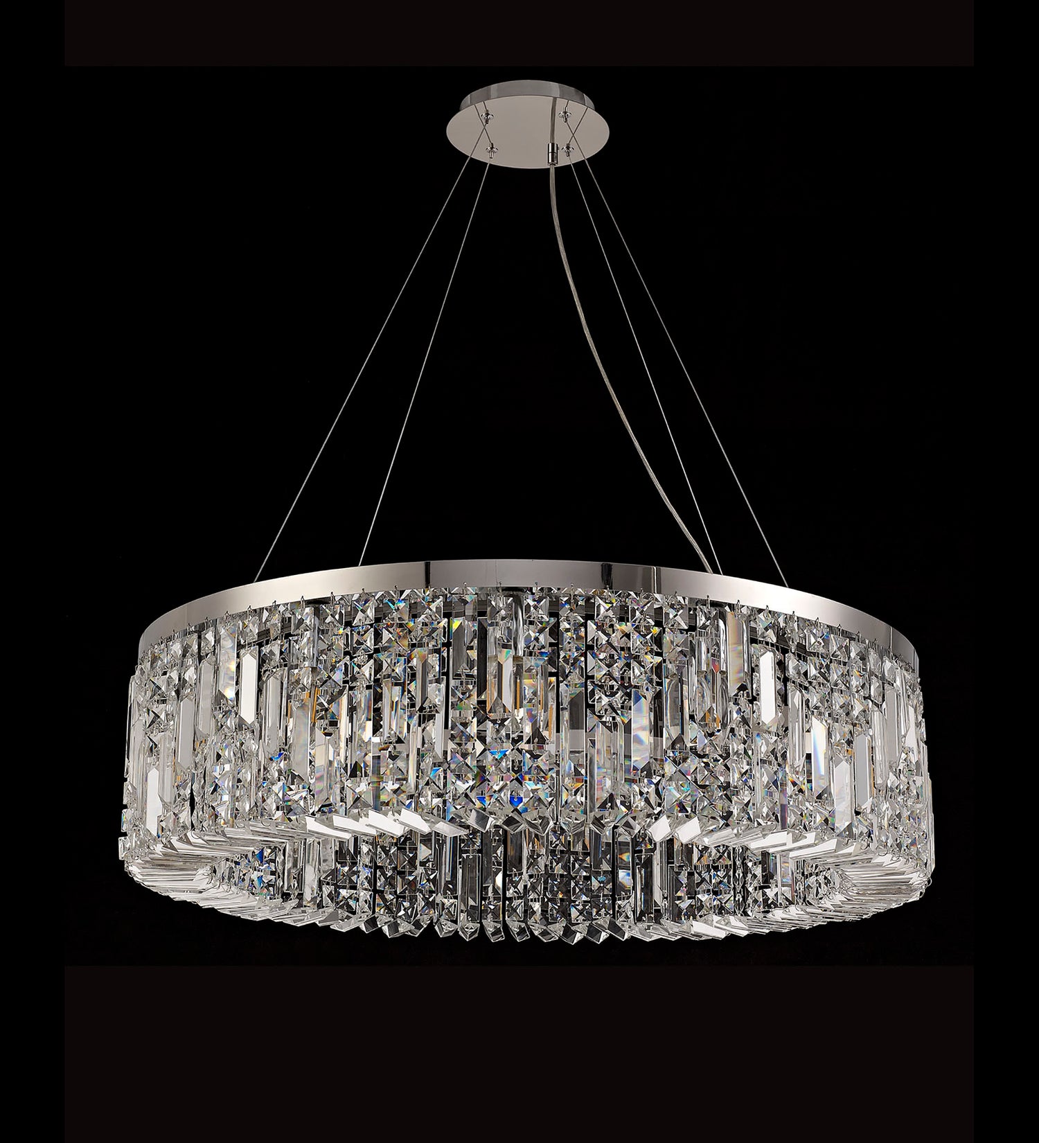 Devine 80cm Round Pendant Chandelier, 12 Light E14, Polished Chrome/Crystal Item Weight: 16.8kg