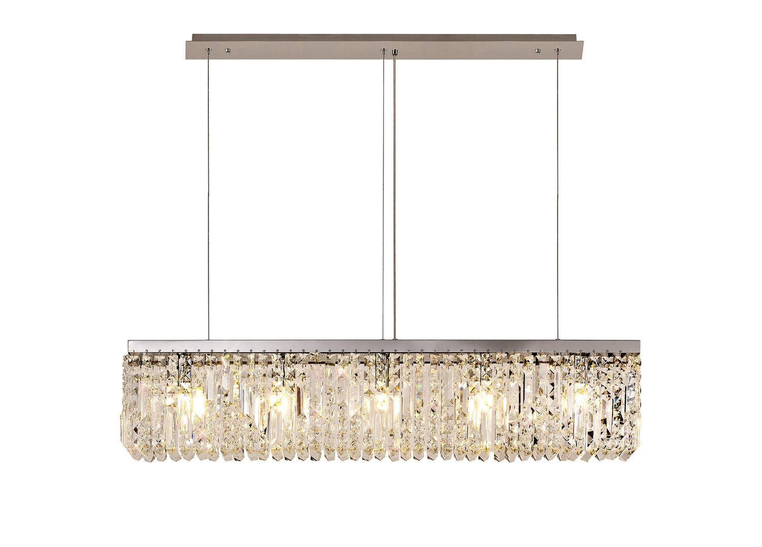Devine 102x9cm Linear Pendant Chandelier, 5 Light E14, Polished Chrome/Crystal