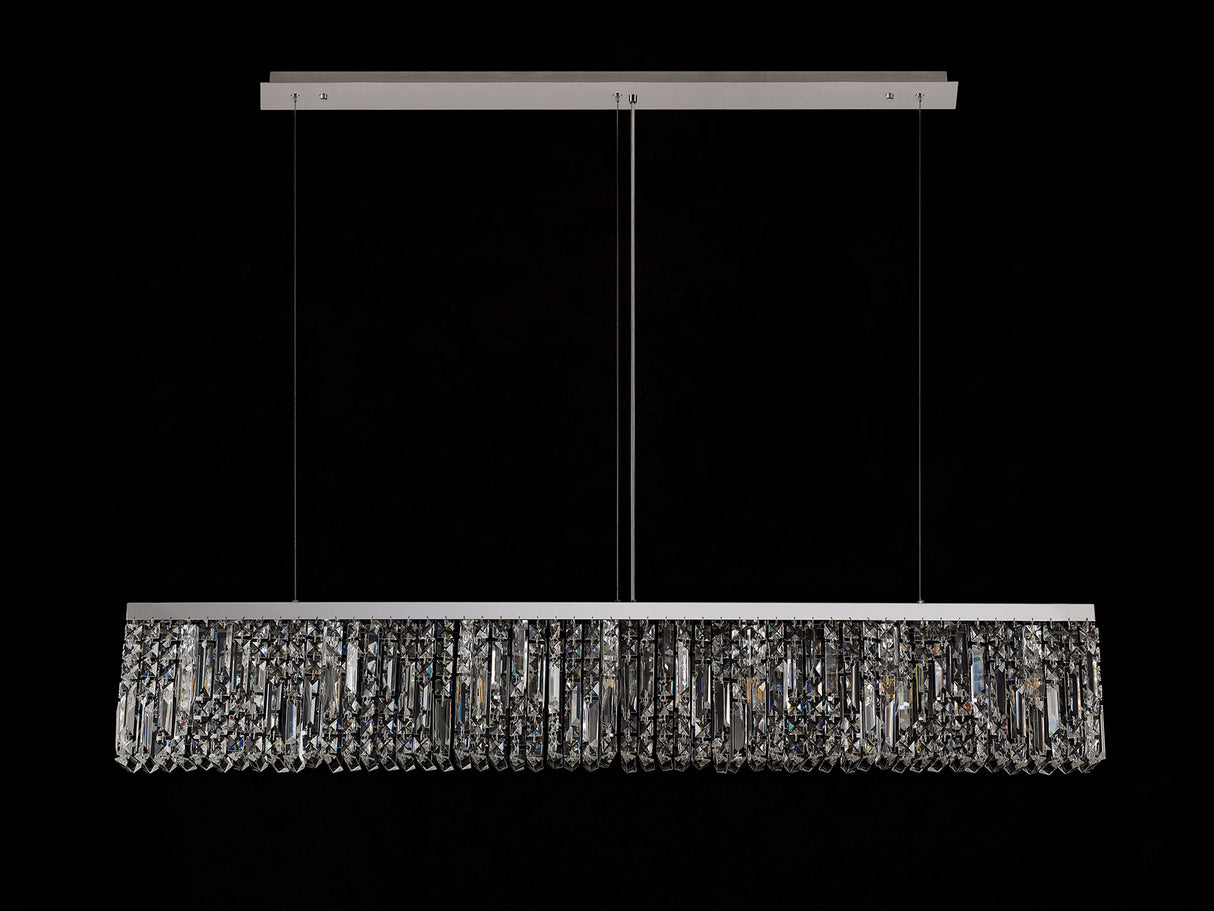 Devine 138x9cm Linear Pendant Chandelier, 7 Light E14, Polished Chrome/Crystal