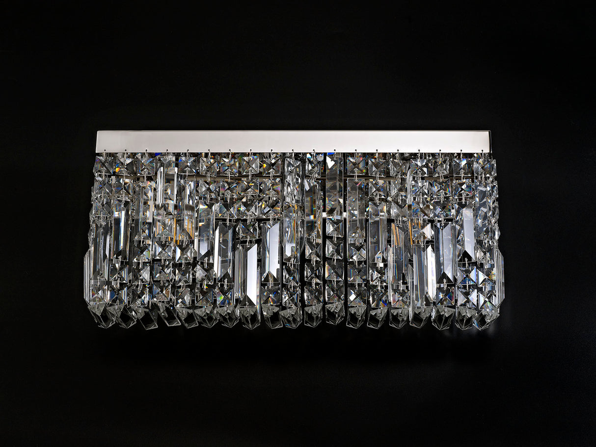 Devine 50x24cm Rectangular Large Wall Lamp, 3 Light E14, Polished Chrome/Crystal